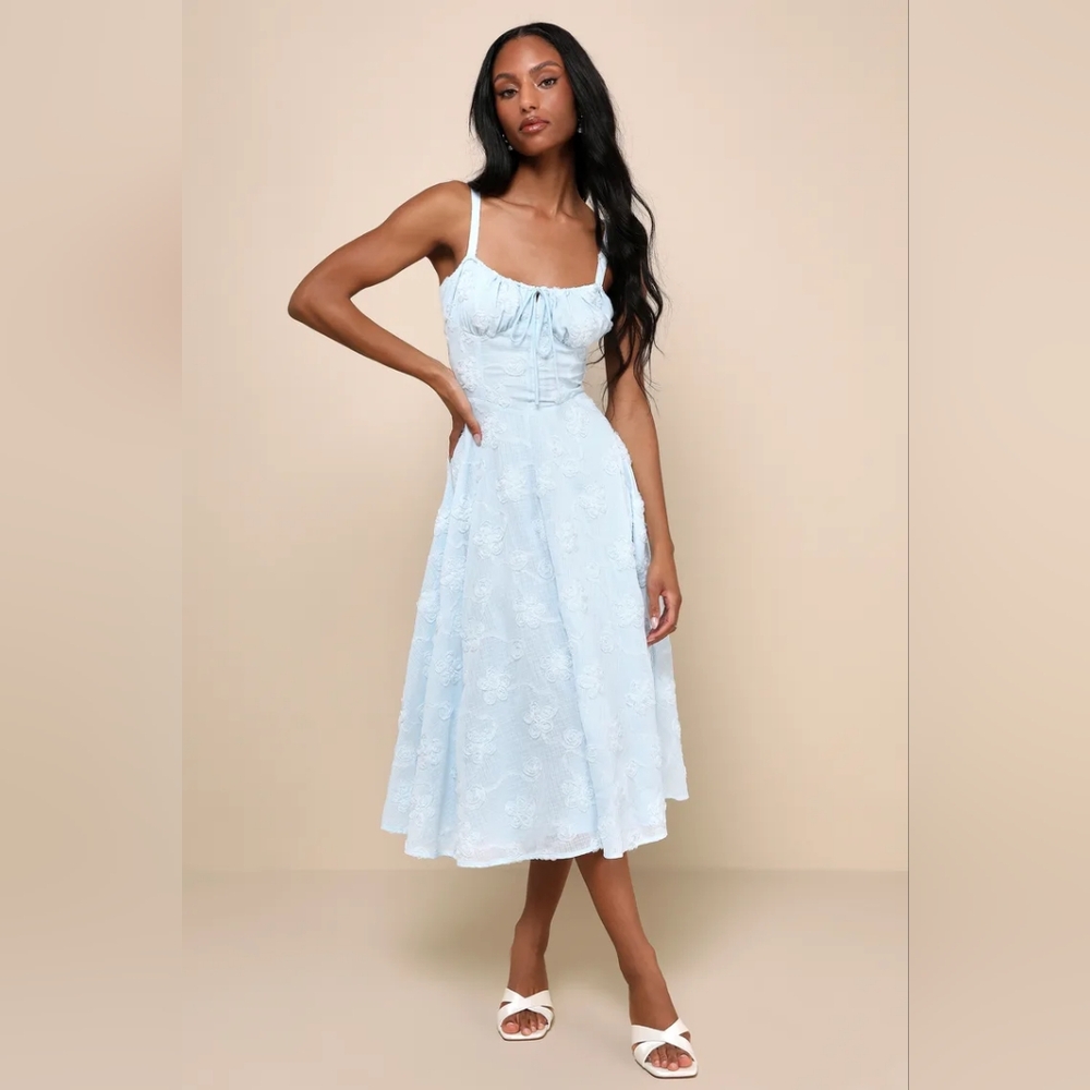 Lulu's Light Blue Midi Dress - Picture 2 of 11